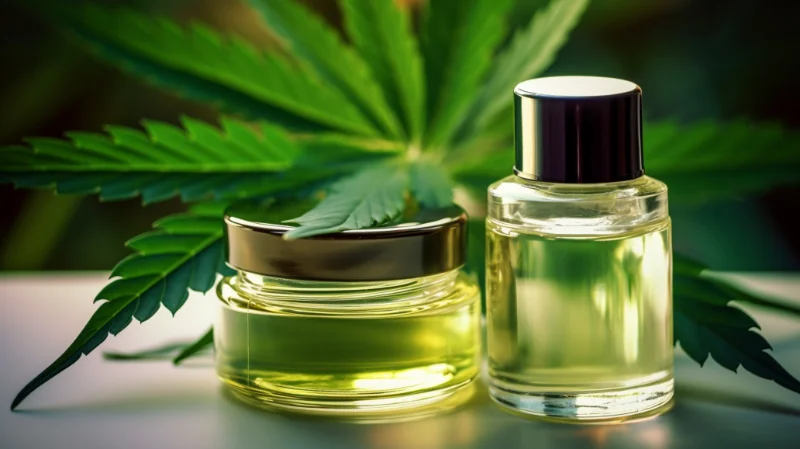 Medical cannabis products and hemp leaf CBD oil